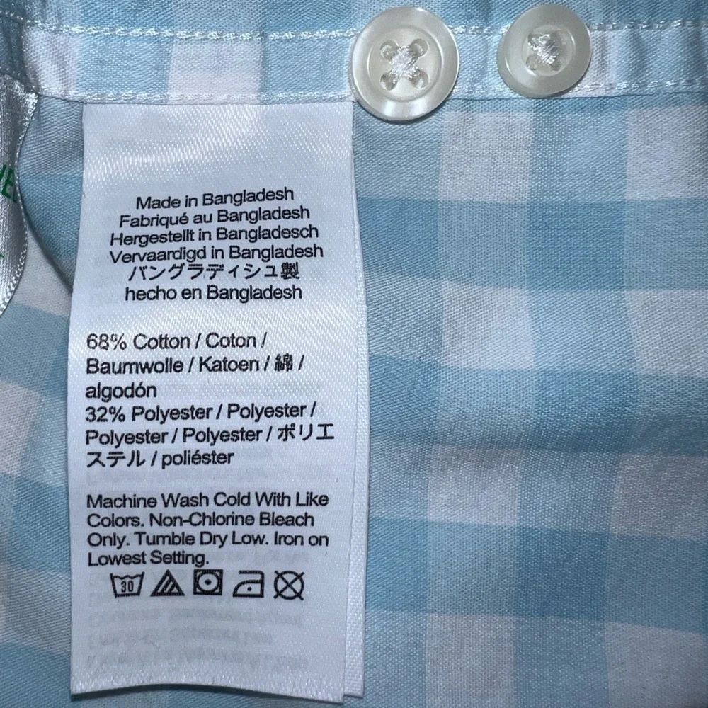 J. CREW Light Blue Gingham Button-Down Men's Shirt Sz/S